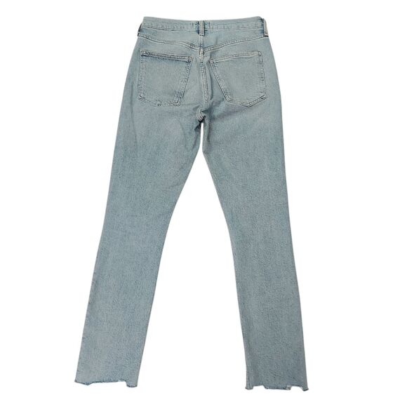 Agolde Merrel Jeans Women 25 Light Blue Cotton Blend Stretch Mid Rise Raw Hem - Picture 5 of 12